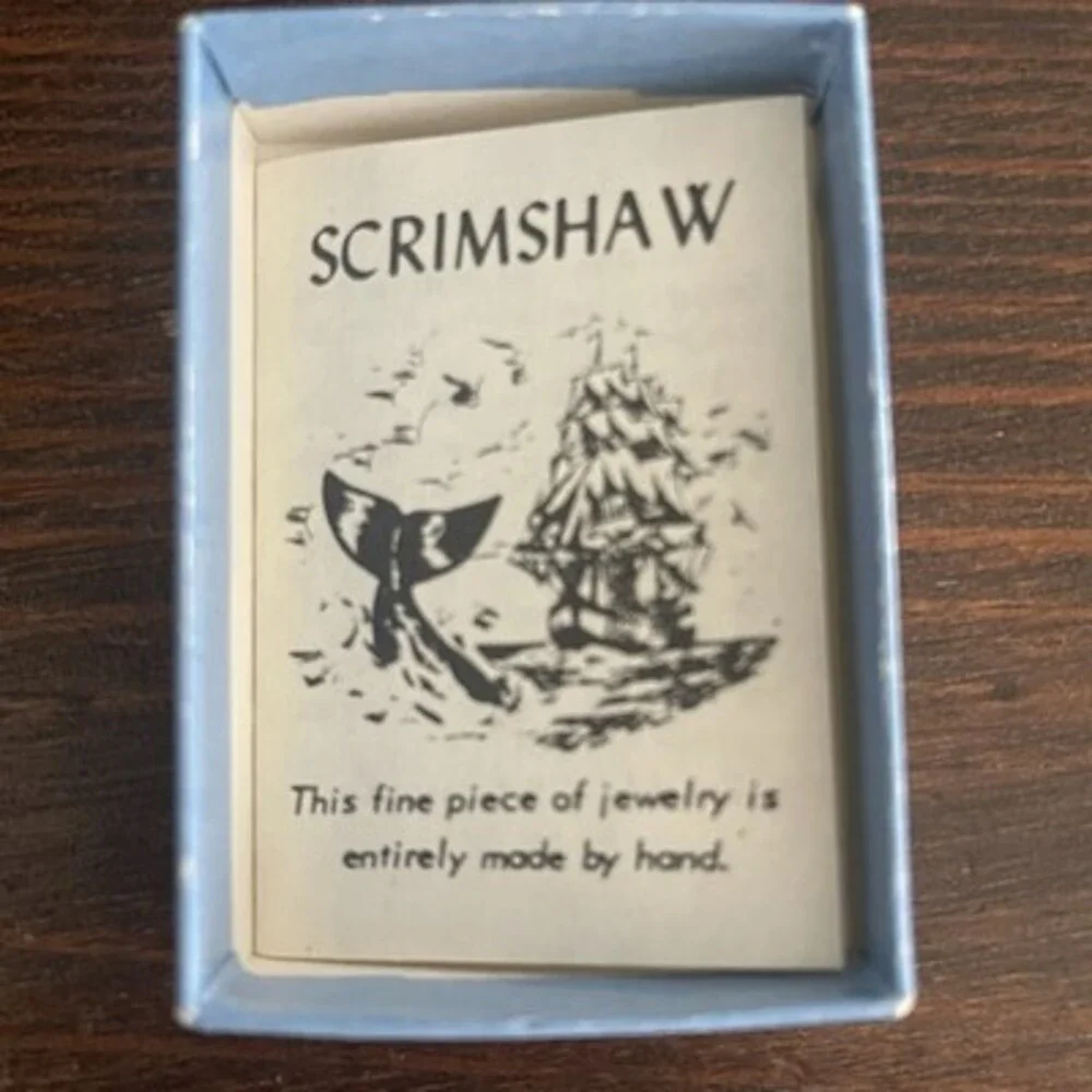 2 VTG scrimshaw tie tacks featuring a detailed nautical Sailboat And Lighthouse